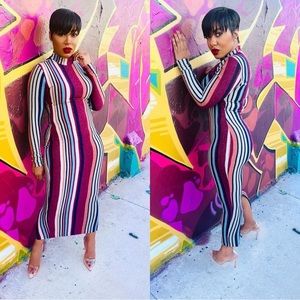 Striped midi dress
